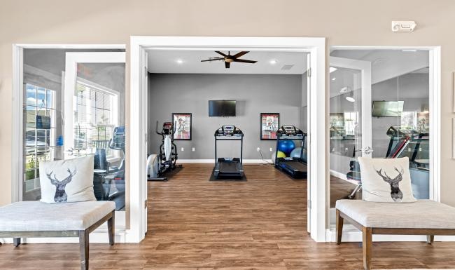 a gym with exercise equipment