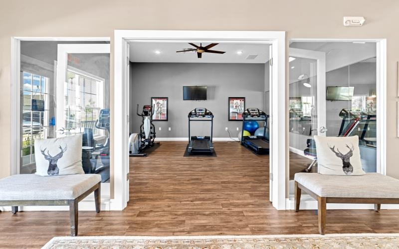 a gym with exercise equipment